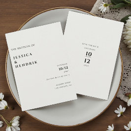 Modern Minimalist Elegant Ivory Wedding Kaart