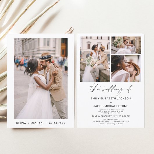 Modern minimalist Elegant Photo Wedding Kaart