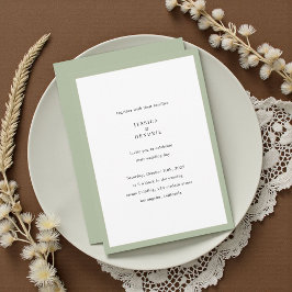 Modern Minimalist Elegant Sage Green Wedding Kaart