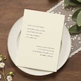 Modern Minimalist Elegant Simple Cream Wedding Kaart