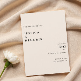 Modern Minimalist Elegant Simple Cream Wedding Kaart