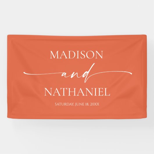 Modern Minimalist Elegant Verona Sunset Wedding Spandoek (Horizontaal)