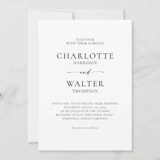 Modern Minimalist Elegant Wedding Invitations (Devant)