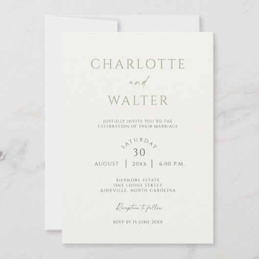 Modern Minimalist Elegant Wedding Invitations (Devant)