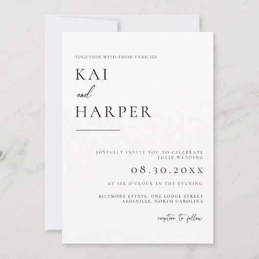 Modern Minimalist Elegant Wedding Invitations (Devant)