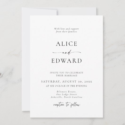 Modern Minimalist Elegant Wedding Invitations (Devant)