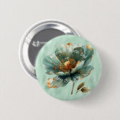 Modern Minimalist Emerald and Gold Wedding Button (Voorkant /achterkant)