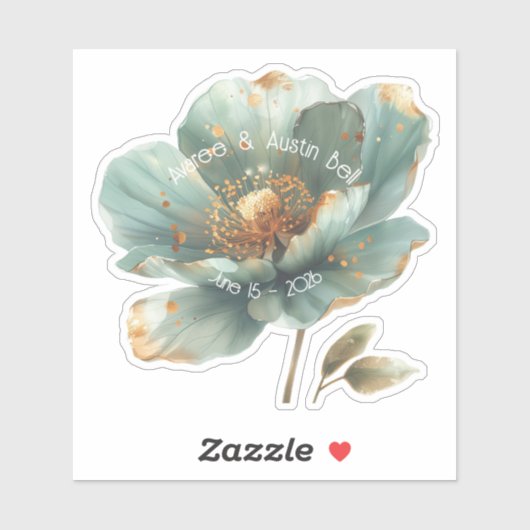 Modern Minimalist Emerald and Gold Wedding Sticker (Feuille)