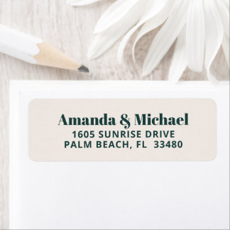 Modern minimalist Emerald Green en Ecru Beige Etiket