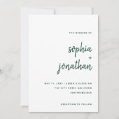 Modern minimalist Emerald Green op wit | Weddensch Kaart (Voorkant)
