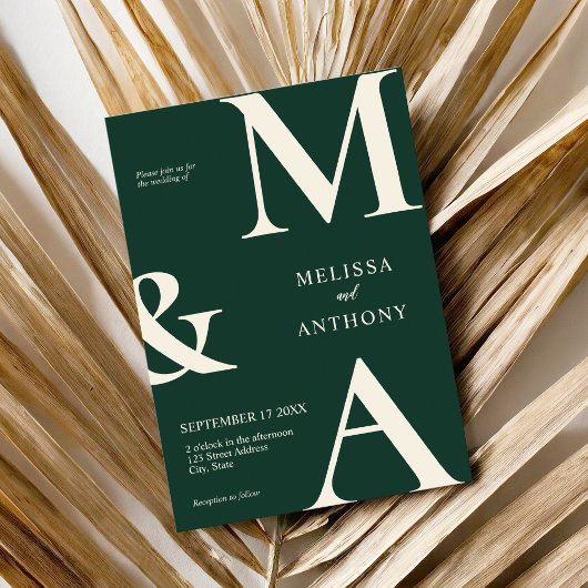 Modern minimalist Emerald Green Wedding Kaart