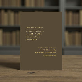 Modern Minimalist Espresso Elegant Wedding Folie Uitnodiging