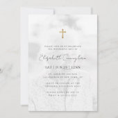 Modern minimalist Faux Gold Cross Foto Memorial Kaart (Voorkant)
