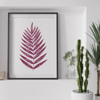 Modern minimalist Fern Drawing in Plum