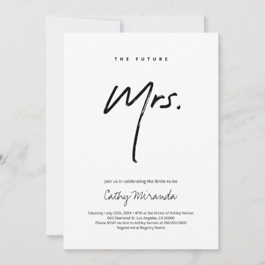 Modern minimalist Future Mrs. Vrijgezellenfeest Kaart (Voorkant)
