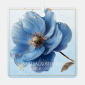 Modern Minimalist Gold and Blue Poppy Ornament (Achterkant)
