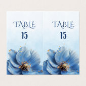 Modern Minimalist Gold and Blue Poppy Table Number (Outside Unfolded)