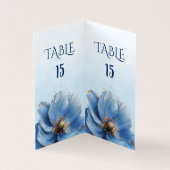 Modern Minimalist Gold and Blue Poppy Table Number (Inside)