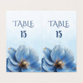 Modern Minimalist Gold and Blue Poppy Table Number (Inside Unfolded)