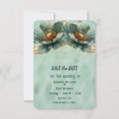 Modern Minimalist Gold and Emerald Wedding Save The Date (Voorkant)