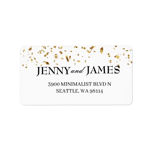 Modern minimalist Gold Confetti Wedding Address La Etiket (Voorkant)