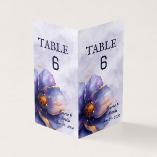 Modern Minimalist Gold Purple Wedding Table Number Kaart