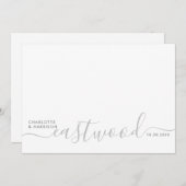 Modern Minimalist Gray Monogram Wedding Bedankkaart (Voorkant / Achterkant)