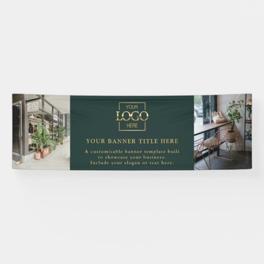 Modern Minimalist Green Custom Business Logo  Spandoek (Horizontaal)