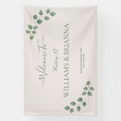 Modern Minimalist Green Leaves Wedding Banner (Verticaal)
