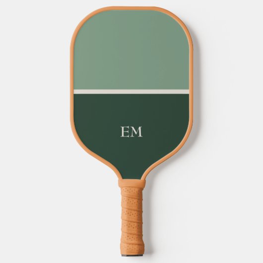 Modern Minimalist Green Monogrammed Initials Pickleball Paddle (Voorkant)