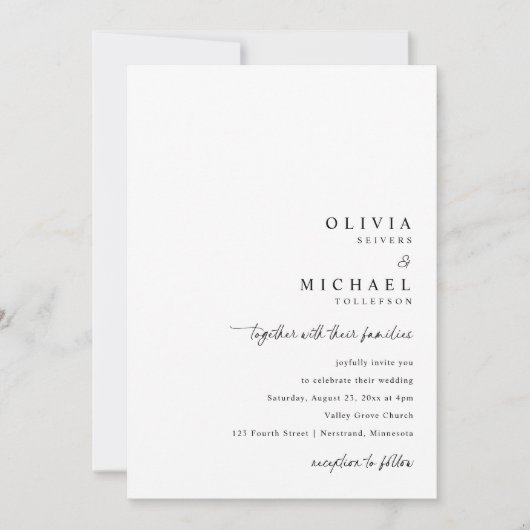 Modern Minimalist Handwriting All in One Wedding Kaart (Voorkant)