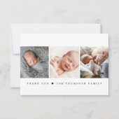 Modern Minimalist heart Newborn Photo Collage Bedankkaart (Voorkant)