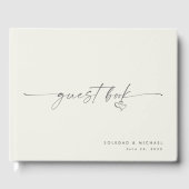 Modern Minimalist Heart Script Wedding  Gastenboek (Voorkant)