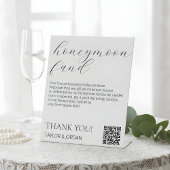Modern Minimalist Honeymoon Fund QR Code Reclamebord Met Voetstuk