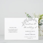 Modern minimalist Laurel Folded Wedding Programme (Staand voorkant)