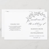 Modern minimalist Laurel Folded Wedding Programme (Voorkant / Achterkant)