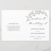 Modern minimalist Laurel Folded Wedding Programme (Voorkant)