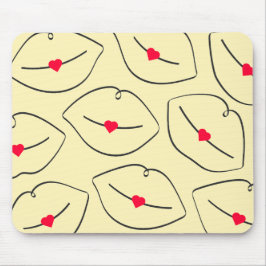 Modern Minimalist Line Art Lips Sunshine Yellow Muismat