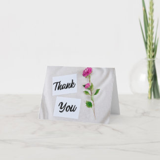 Modern Minimalist Magenta Floral Thank You Folded  Bedankkaart