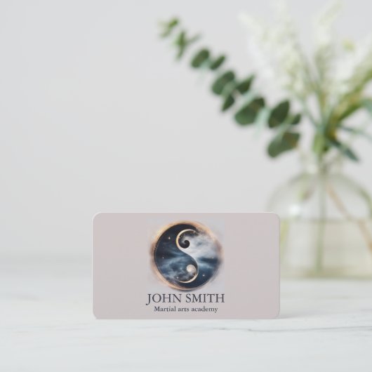 Modern Minimalist Martial Arts Yin Yang Karate Visitekaartje (Staand voorkant)
