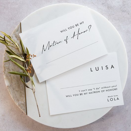 Modern minimalist Matron of Honor proposal Kaart