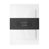 Modern Minimalist Matte Black Monogram Wedding Uitnodigingen Wikkel (Voorkant Voorbeeld)