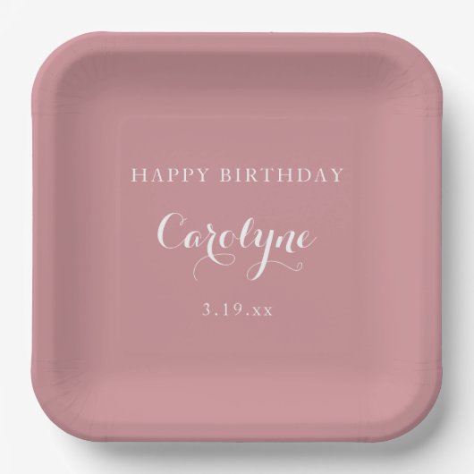 Modern Minimalist Mauve Birthday Papieren Bordje (Voorkant)