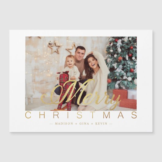 Modern Minimalist Merry Christmas Photo Family (Voorkant)