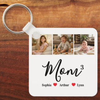 Modern Minimalist Mom Custom Photo & Name Keepsake Sleutelhanger