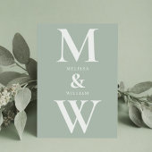 Modern minimalist Monogram Sage Green Wedding Kaart