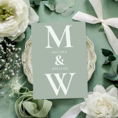 Modern minimalist Monogram Sage Green Wedding Kaart