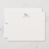 Modern Minimalist Monogram Stationery Note Card Kaart (Voorkant)