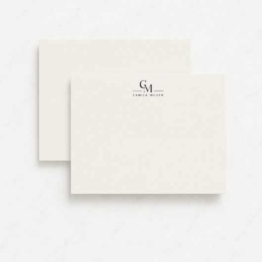 Modern Minimalist Monogram Stationery Note Card Kaart