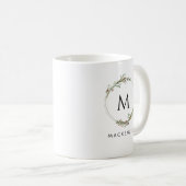 Modern Minimalist Monogram Wreath Coffee Mug Koffiemok (Voorkant rechts)